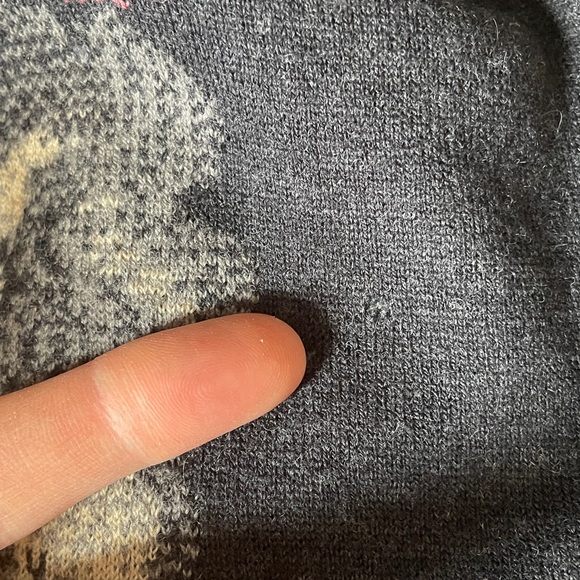 Ivko Cardigan Sweater Floral 100% Wool Knit A Line Red Gray Multicolor Medium - Picture 11 of 12